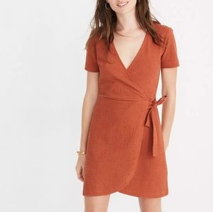 Texture & Thread Short-Sleeve Side-Tie Wrap Dress